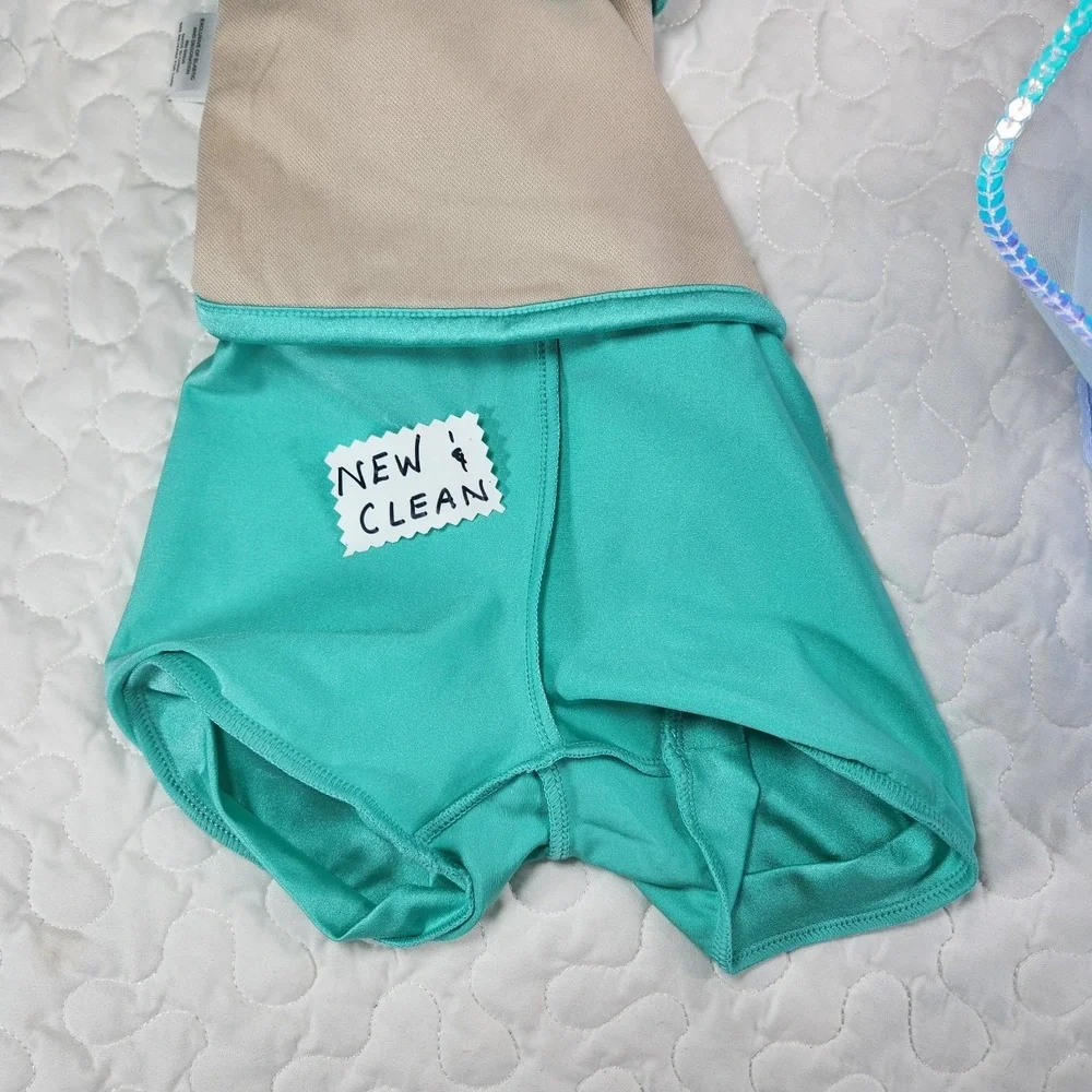 XSC Girls Weissman Dance Costume SET Teal Blue Fringe Tutu Leotard NEW $90